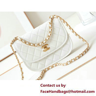 Chanel Calfskin & Gold-Tone Metal Messenger Bag AS4845 White 2025